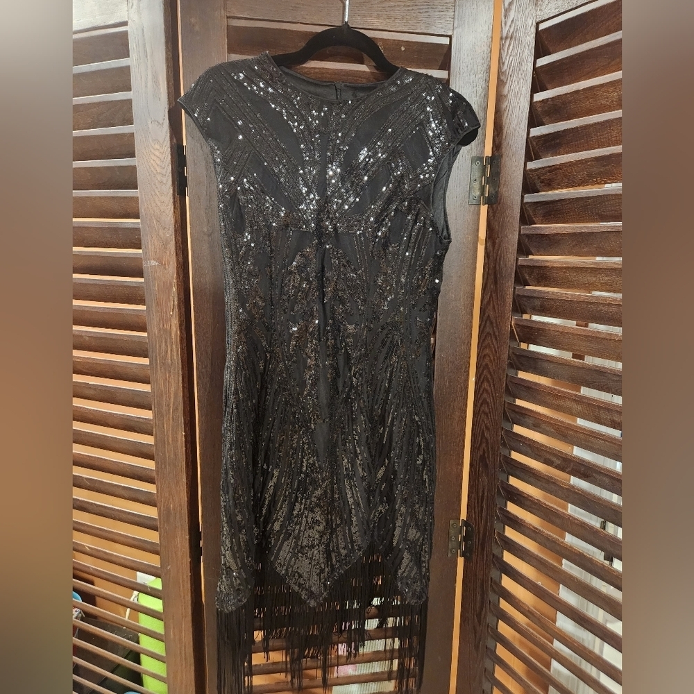 Black Sequin Flapper Dress 2BB